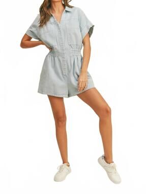 NEW MIOU MUSE denim daze romper in light wash
